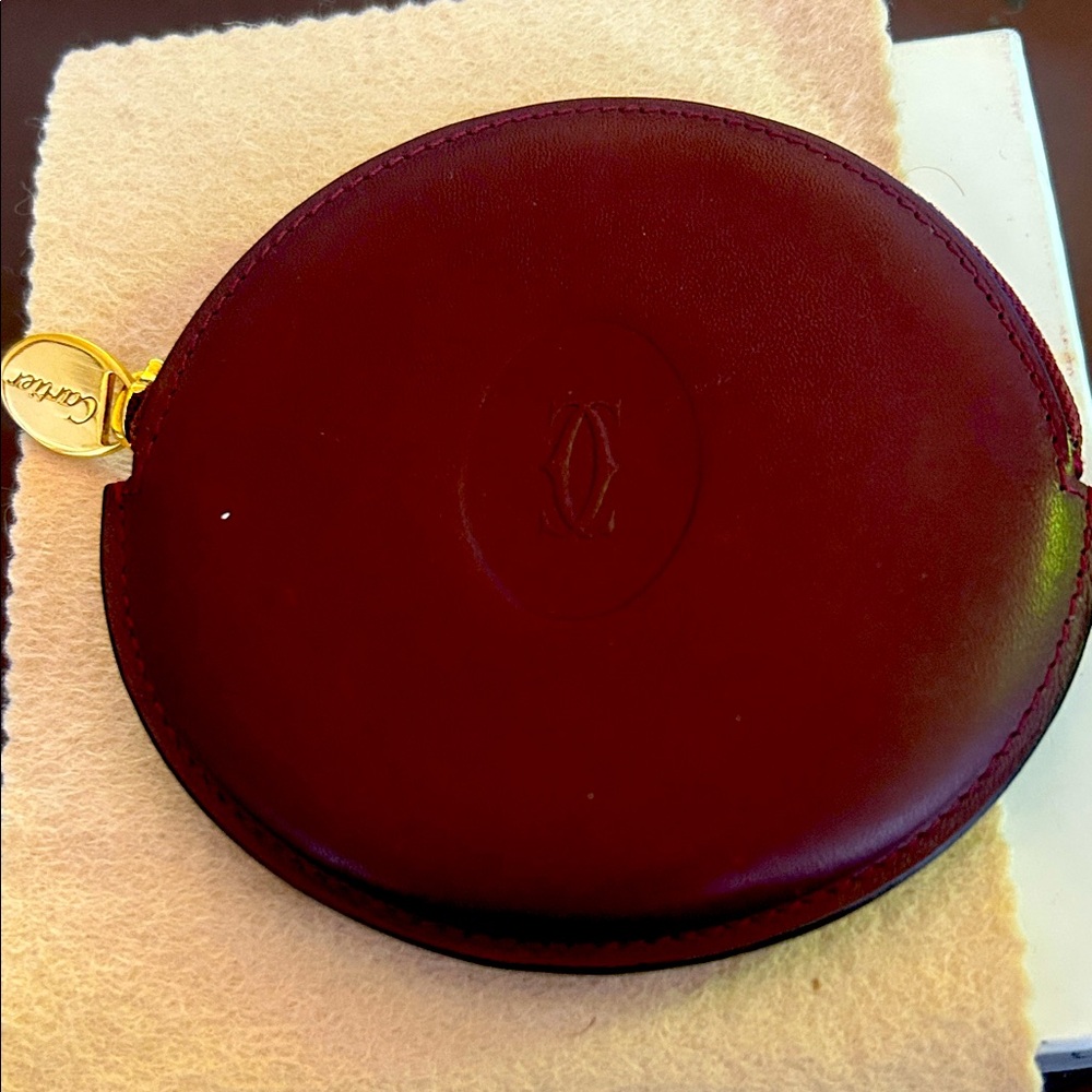 Cartier Deep Red Leather coin holder like new authentic
